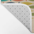Midcentury Modern Multicolor Fish Stripe Pattern in Olive, Mustard, Orange, Teal, Beige Bath Mat Gallery Image 2