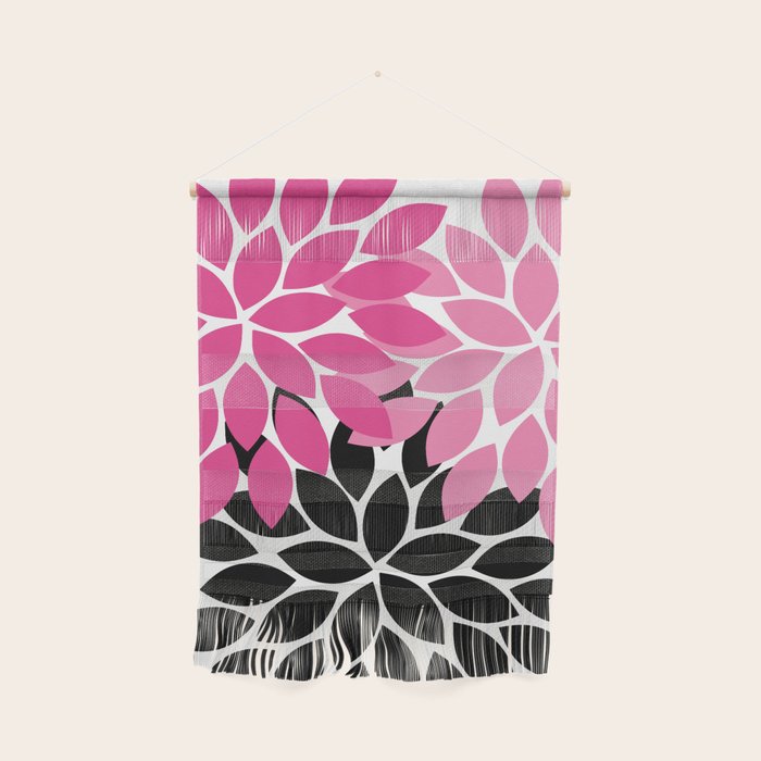 Bold Colorful Hot Pink Black Dahlia Flower Burst Petals Wall Hanging Gallery Image 1