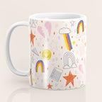 Happy Smiley Face & Retro Rainbows in Dusty Pink Coffee Mug Gallery Image 3