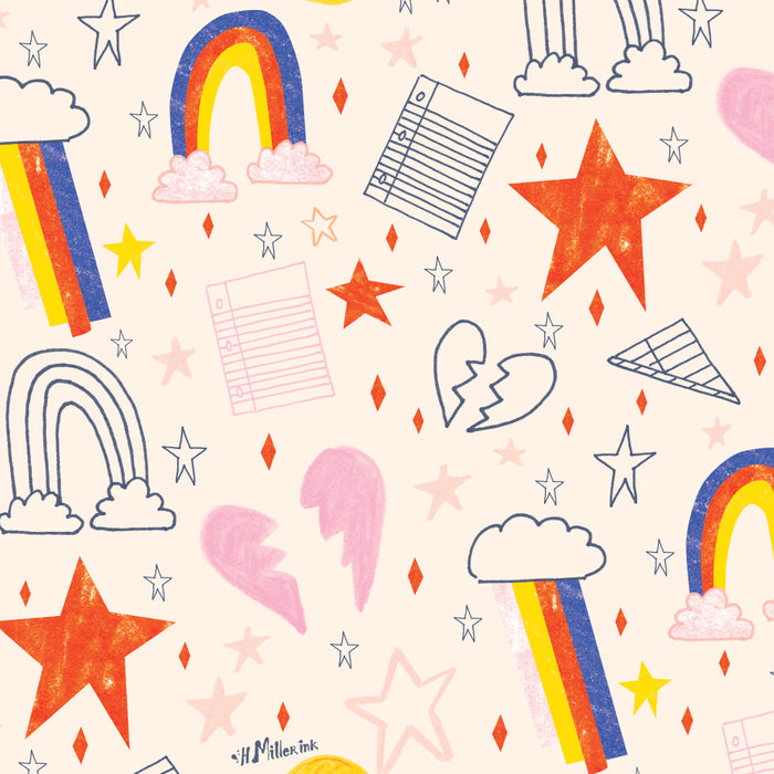 Happy Smiley Face & Retro Rainbows in Dusty Pink Coffee Mug Gallery Image 2