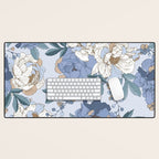  lush blue peonies  Desk Mat Gallery Image 1
