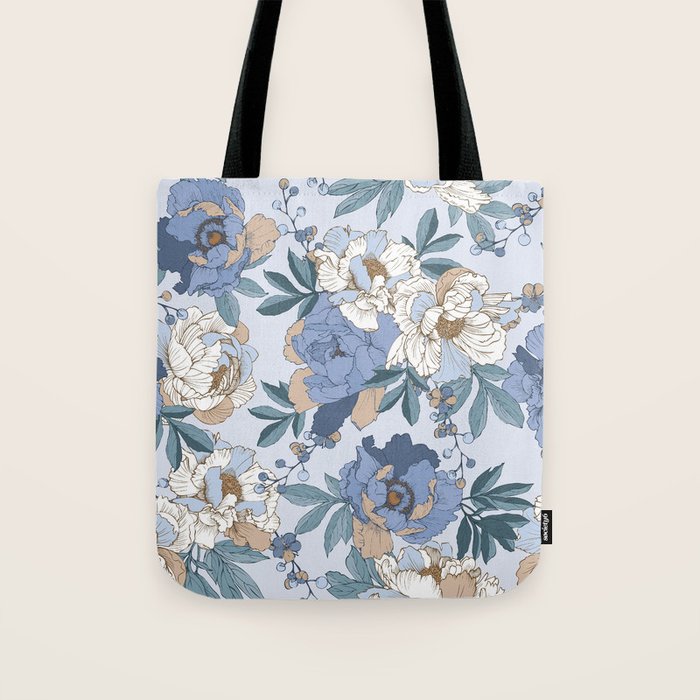  lush blue peonies  Tote Bag Gallery Image 1