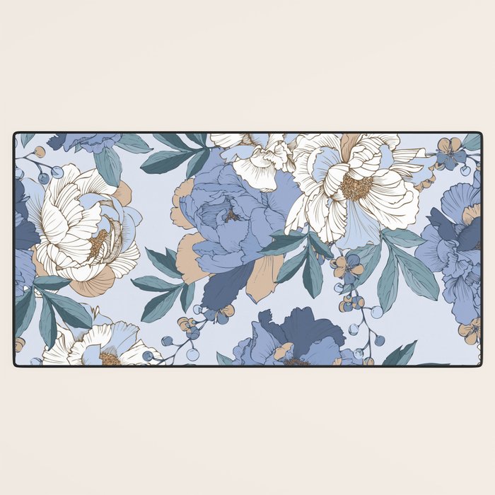  lush blue peonies  Desk Mat Gallery Image 3