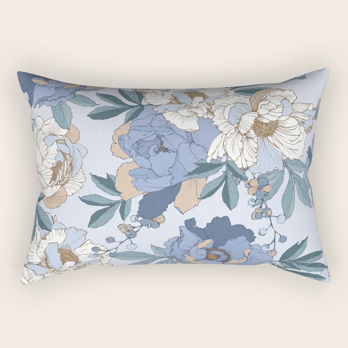  lush blue peonies  Rectangular Pillow Gallery Image 2