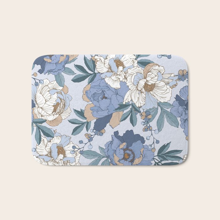  lush blue peonies  Bath Mat Gallery Image 1