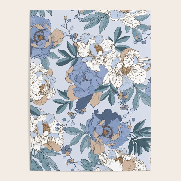 lush blue peonies  Poster Gallery Image 4