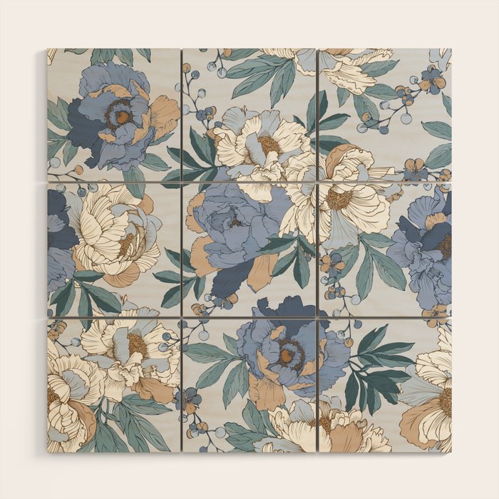  lush blue peonies  Wood Wall Art Gallery Image 1