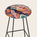 Peace in Chaos, Abstract Face Human Boho Humanity, Eclectic Collage Contemporary Concept Mindset Stool Gallery Image 2
