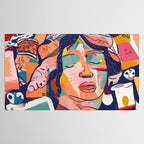 Peace in Chaos, Abstract Face Human Boho Humanity, Eclectic Collage Contemporary Concept Mindset Tablecloth Gallery Image 2