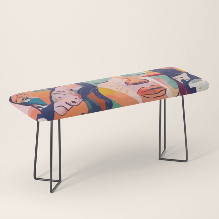 Peace in Chaos, Abstract Face Human Boho Humanity, Eclectic Collage Contemporary Concept Mindset Bench Gallery Image 1