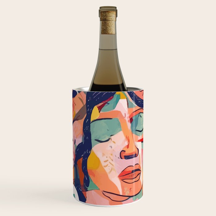 Peace in Chaos, Abstract Face Human Boho Humanity, Eclectic Collage Contemporary Concept Mindset Wine Chiller Gallery Image 1