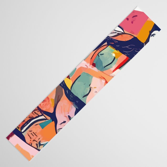 Peace in Chaos, Abstract Face Human Boho Humanity, Eclectic Collage Contemporary Concept Mindset Table Runner Gallery Image 3