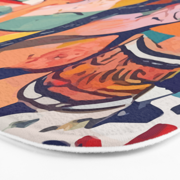 Peace in Chaos, Abstract Face Human Boho Humanity, Eclectic Collage Contemporary Concept Mindset Bath Mat Gallery Image 3