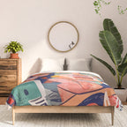 Peace in Chaos, Abstract Face Human Boho Humanity, Eclectic Collage Contemporary Concept Mindset Comforter Gallery Image 3