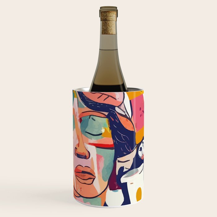 Peace in Chaos, Abstract Face Human Boho Humanity, Eclectic Collage Contemporary Concept Mindset Wine Chiller Gallery Image 3