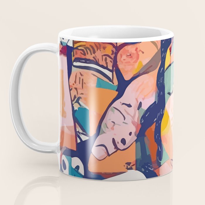 Peace in Chaos, Abstract Face Human Boho Humanity, Eclectic Collage Contemporary Concept Mindset Coffee Mug Gallery Image 3