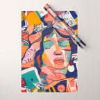 Peace in Chaos, Abstract Face Human Boho Humanity, Eclectic Collage Contemporary Concept Mindset Wrapping Paper Gallery Image 1