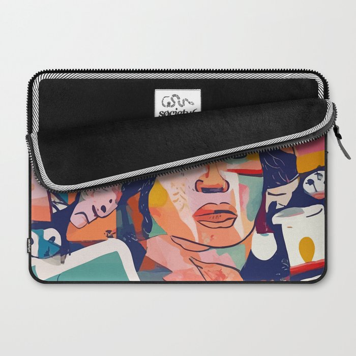 Peace in Chaos, Abstract Face Human Boho Humanity, Eclectic Collage Contemporary Concept Mindset Laptop Sleeve Gallery Image 2