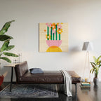 Abstract Flower Pot  Wood Wall Art Gallery Image 2