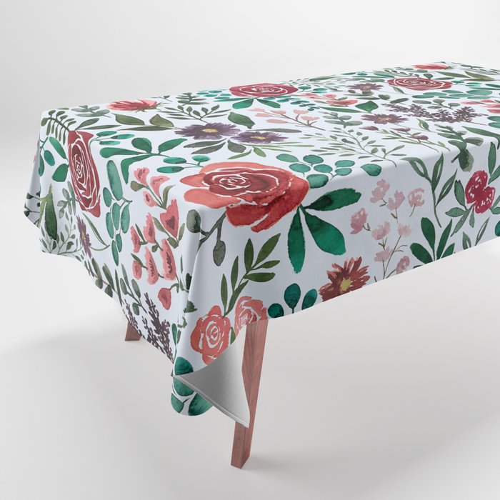 Pink and Purple Flowers Pattern Tablecloth Gallery Image 1