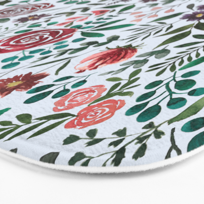 Pink and Purple Flowers Pattern Bath Mat Gallery Image 3
