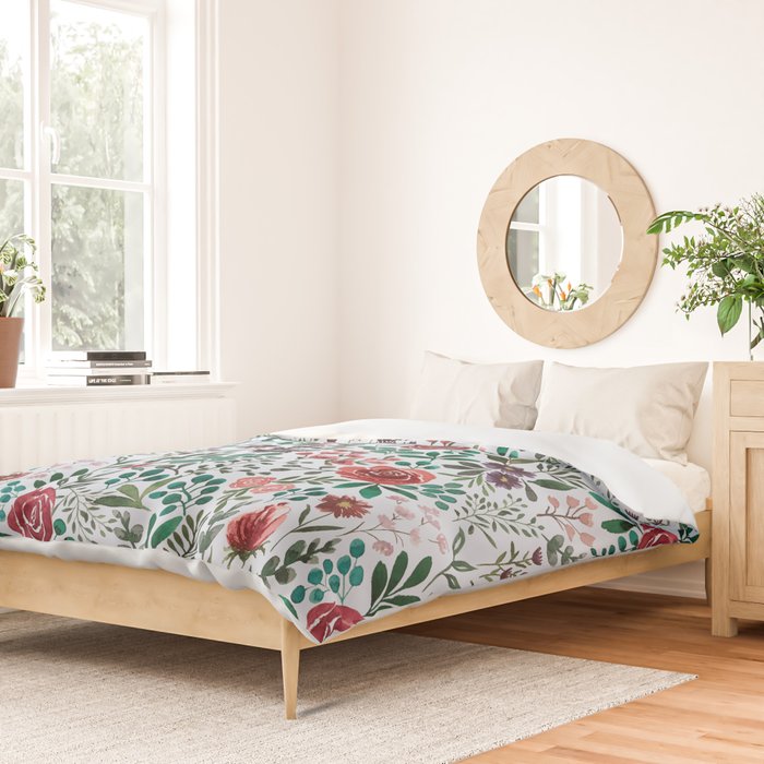 Pink and Purple Flowers Pattern Duvet Cover Gallery Image 2