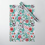 Pink and Purple Flowers Pattern Wrapping Paper Gallery Image 1