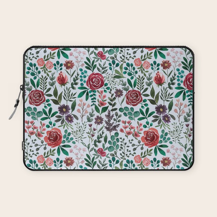 Pink and Purple Flowers Pattern Laptop Sleeve Gallery Image 1