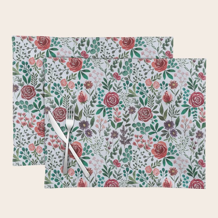 Pink and Purple Flowers Pattern Placemat Gallery Image 1