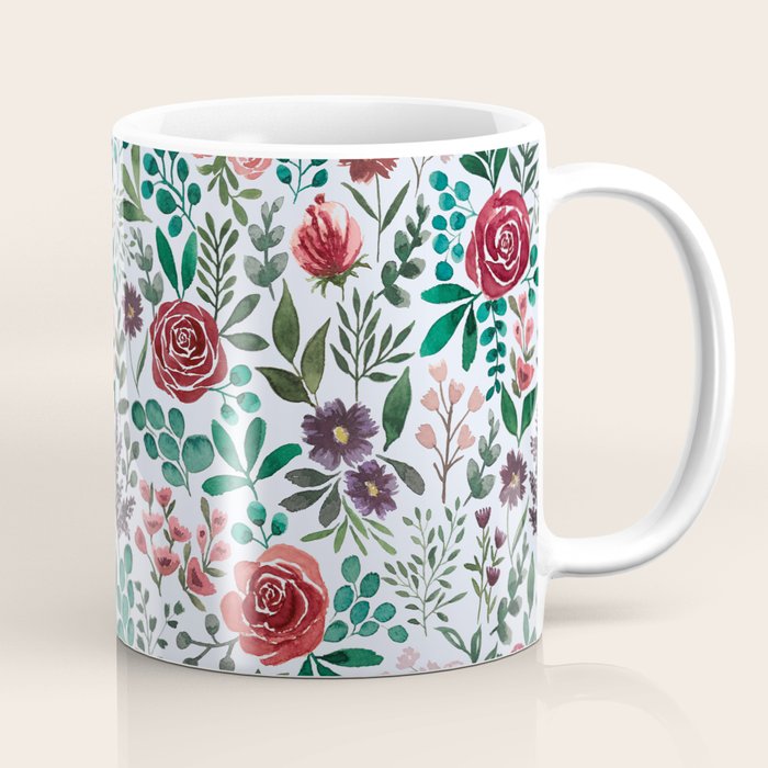 Pink and Purple Flowers Pattern Coffee Mug Gallery Image 1