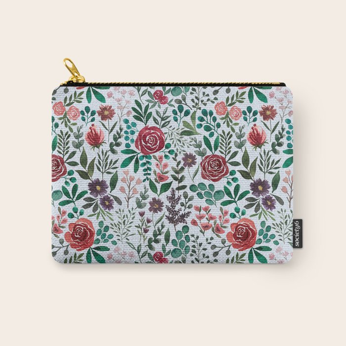 Pink and Purple Flowers Pattern Carry All Pouch Gallery Image 1