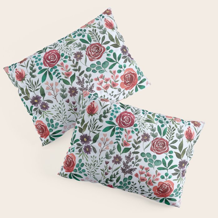 Pink and Purple Flowers Pattern Pillow Sham Gallery Image 1