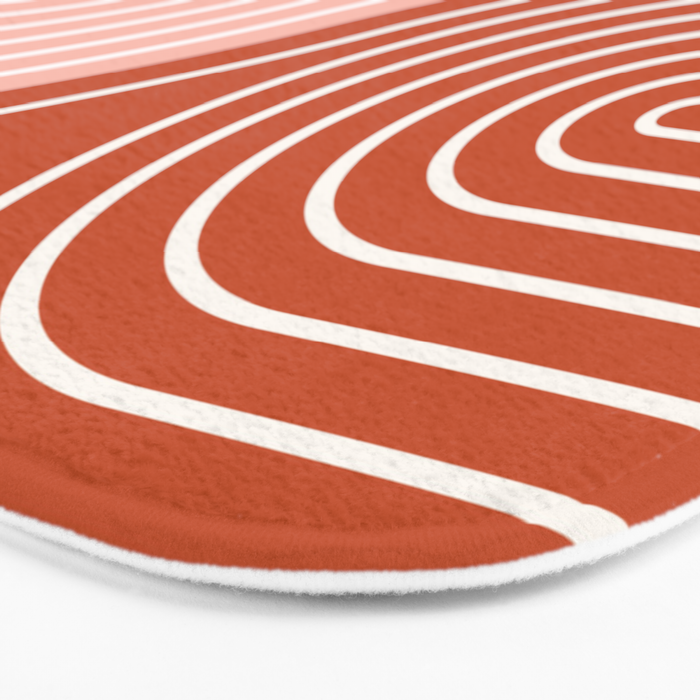 Geometric Lines in Terracotta Rose Gold 19 (Rainbow and Lines Abstraction) Bath Mat Gallery Image 3