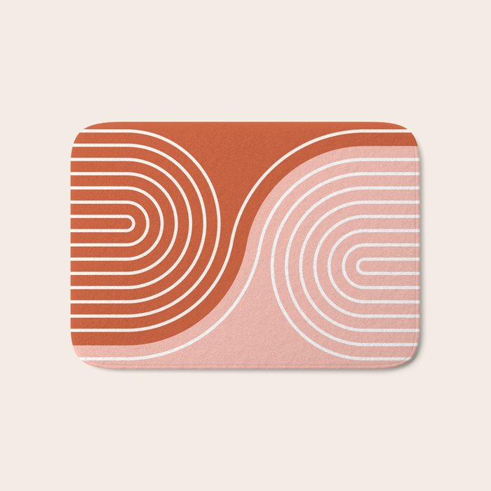 Geometric Lines in Terracotta Rose Gold 19 (Rainbow and Lines Abstraction) Bath Mat Gallery Image 1