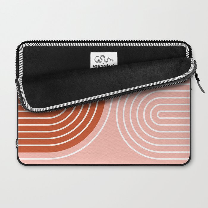 Geometric Lines in Terracotta Rose Gold 19 (Rainbow and Lines Abstraction) Laptop Sleeve Gallery Image 2