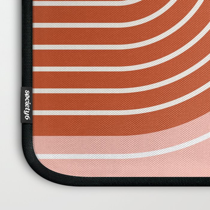 Geometric Lines in Terracotta Rose Gold 19 (Rainbow and Lines Abstraction) Laptop Sleeve Gallery Image 3