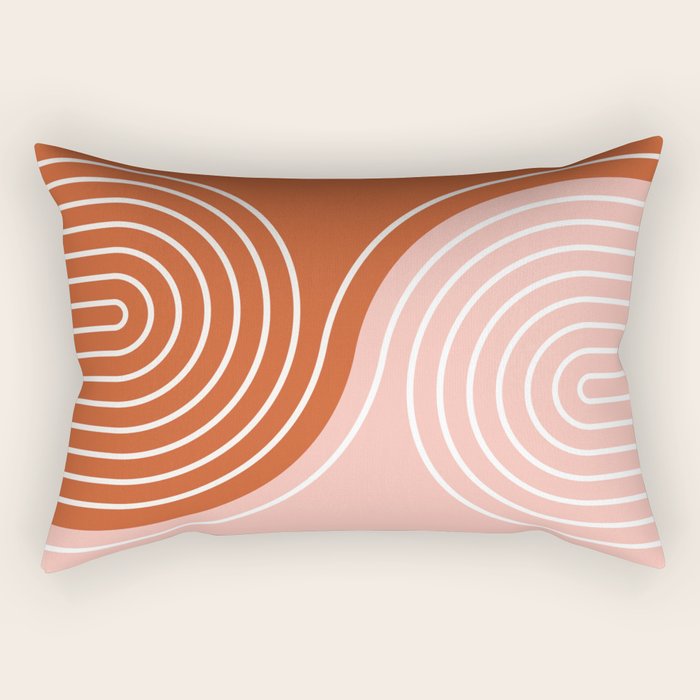 Geometric Lines in Terracotta Rose Gold 19 (Rainbow and Lines Abstraction) Rectangular Pillow Gallery Image 2