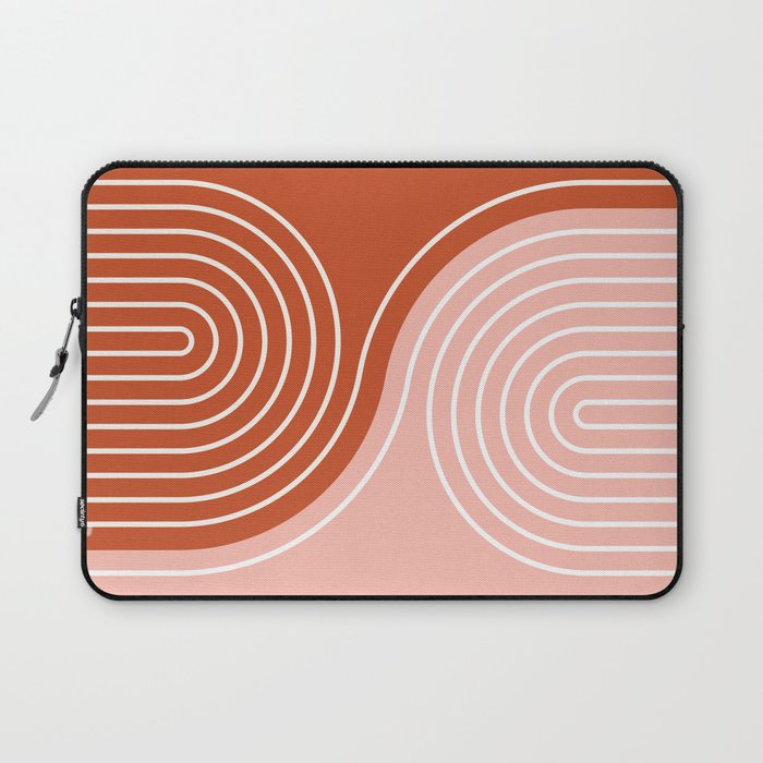 Geometric Lines in Terracotta Rose Gold 19 (Rainbow and Lines Abstraction) Laptop Sleeve Gallery Image 1