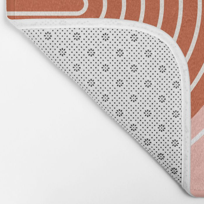 Geometric Lines in Terracotta Rose Gold 19 (Rainbow and Lines Abstraction) Bath Mat Gallery Image 2