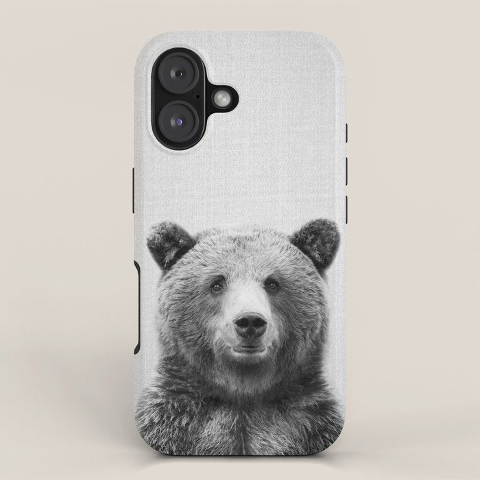 Grizzly Bear - Black & White iPhone Case Gallery Image 1