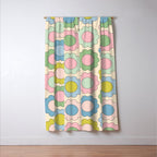 Pastel Flowers Happy Retro Spring Pattern Window Curtain Gallery Image 3