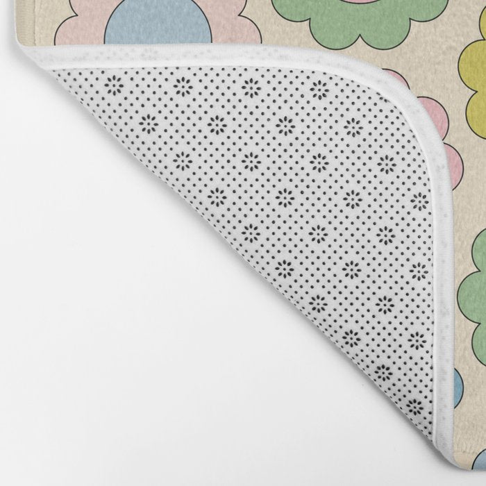 Pastel Flowers Happy Retro Spring Pattern Bath Mat Gallery Image 2