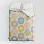 Pastel Flowers Happy Retro Spring Pattern Duvet Cover Gallery Image 6