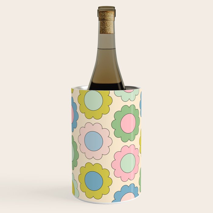 Pastel Flowers Happy Retro Spring Pattern Wine Chiller Gallery Image 2