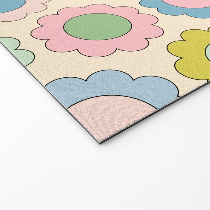 Pastel Flowers Happy Retro Spring Pattern Welcome Mat Gallery Image 2