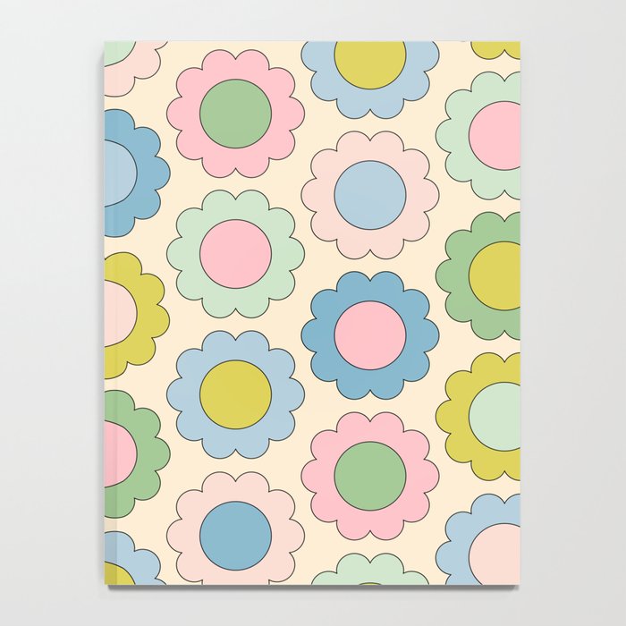 Pastel Flowers Happy Retro Spring Pattern Notebook Gallery Image 4