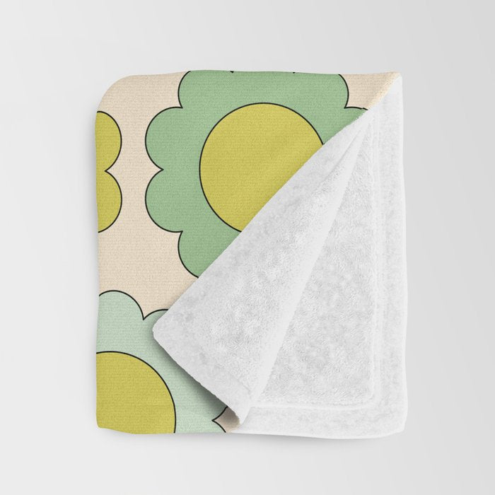 Pastel Flowers Happy Retro Spring Pattern Throw Blanket Gallery Image 3