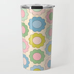 Pastel Flowers Happy Retro Spring Pattern Travel Mug Gallery Image 1