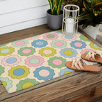 Pastel Flowers Happy Retro Spring Pattern Outdoor Rug Gallery Image 2