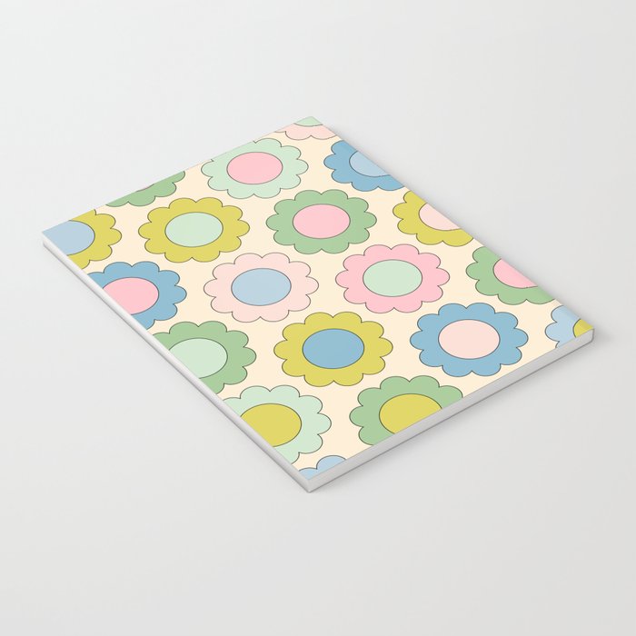 Pastel Flowers Happy Retro Spring Pattern Notebook Gallery Image 3